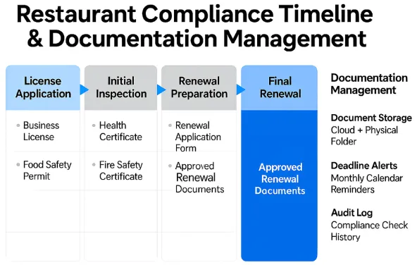 Restaurant compliance timeline and documentation management